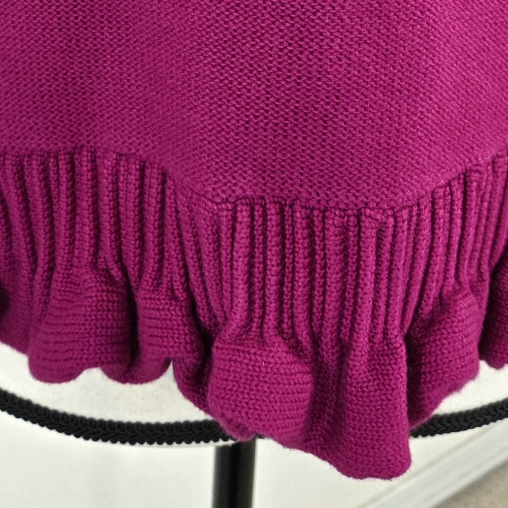 Ruby Rd. Open Front Ruffled Cardigan Pink Purple Cottagecore Office Work, PL - Picture 5 of 6